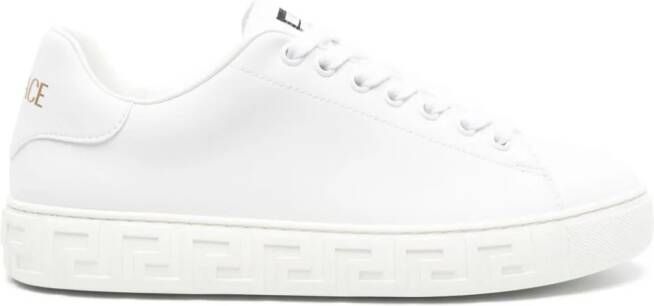 Versace Greca-embossed leather sneakers White