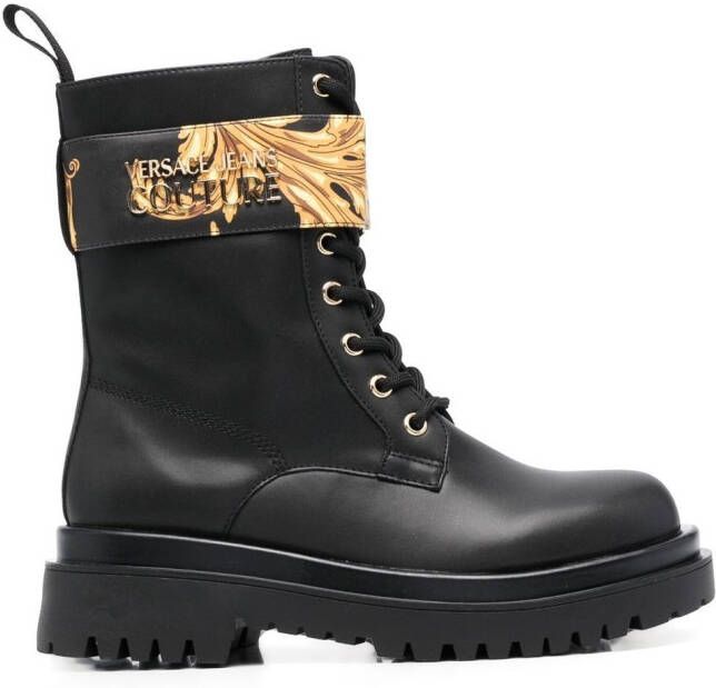 Versace Jeans Couture Baroque-print ankle boots Black