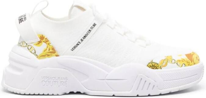 Versace Jeans Couture baroque-print leather sneakers White