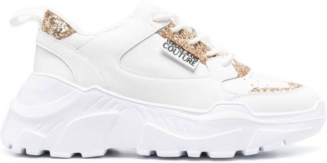 Versace Jeans Couture logo-patch glitter-detailing sneakers White