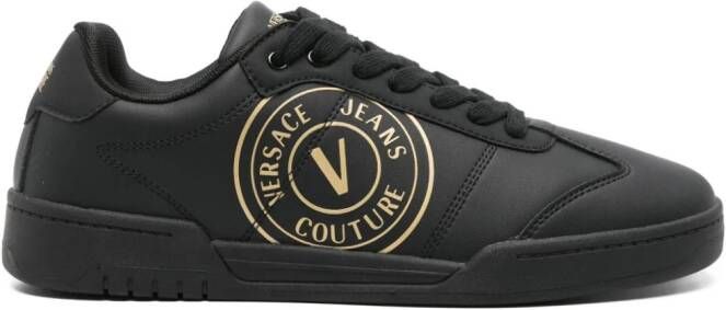 Versace Jeans Couture logo-print leather sneakers Black