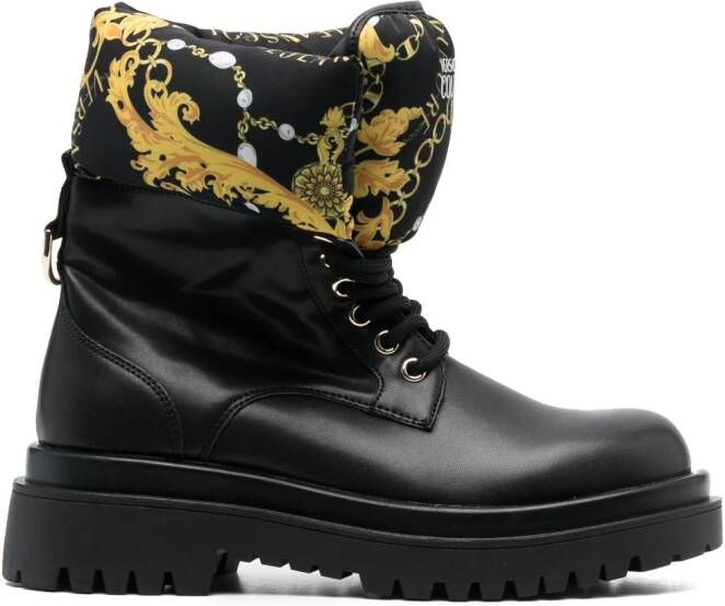Versace Jeans Couture logo-print round-toe boots Black