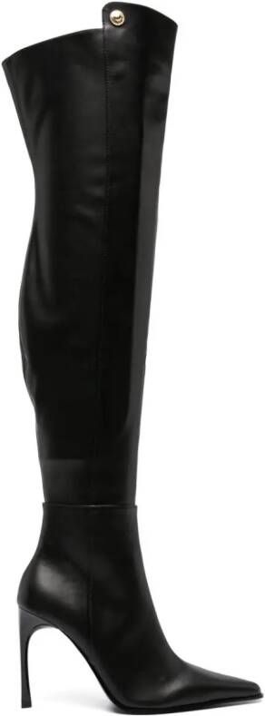 Versace Jeans Couture pointed-toe faux-leather knee boots Black
