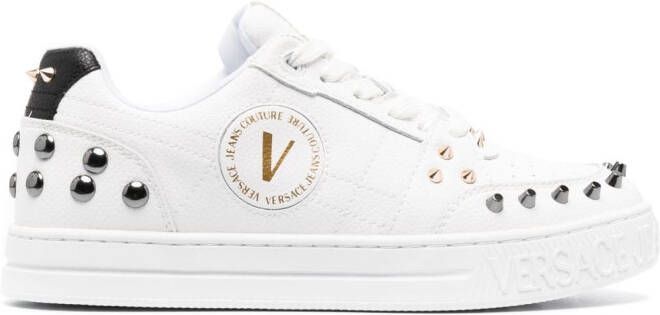 Versace Jeans Couture spiked stud-design leather sneakers White