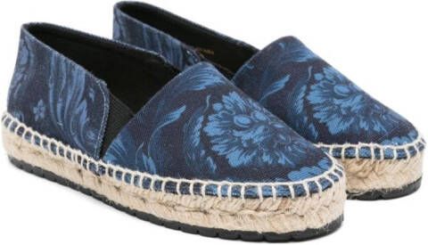 Versace Kids Barocco denim espadrilles Blue