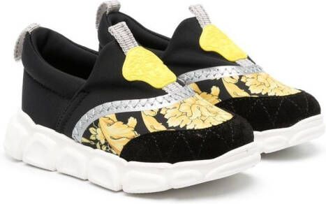 Versace Kids Barocco Medusa slip-on sneakers Black