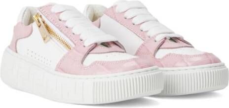 Versace Kids Greca-detail leather sneakers White