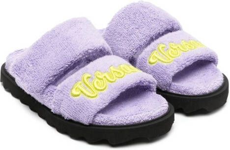 Versace Kids logo-patch slides Purple