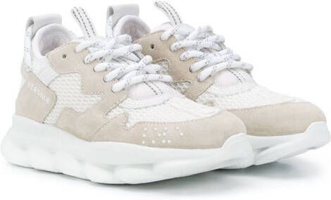 Versace Kids low-top mesh sneakers Neutrals