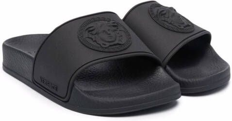 Versace Kids Medusa-embossed slides Black