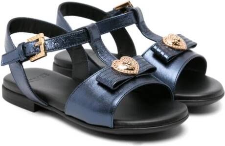 Versace Kids Medusa-plaque laminated sandals Blue
