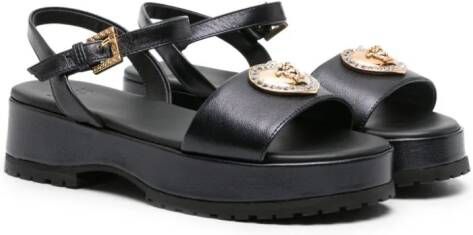 Versace Kids Medusa-plaque leather sandals Black