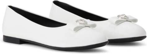 Versace Kids Ribbon Heart Medusa ballerina shoes White