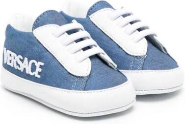 Versace Kids slip-on denim sneakers Blue