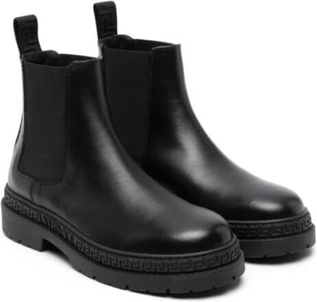 Versace Kids slip-on leather ankle boots Black