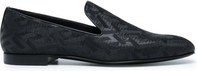 Versace La Greca metallic jacquard slippers Black