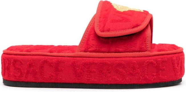 Versace logo-print open-toe slides Red
