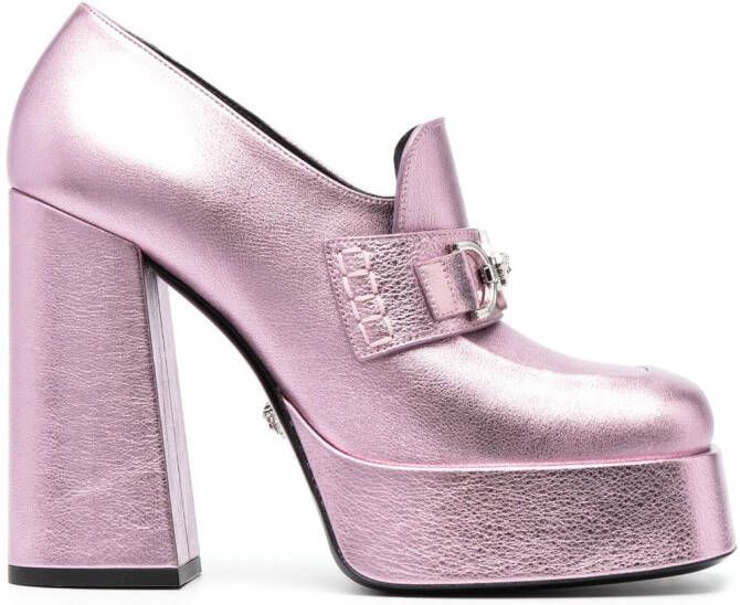 Versace Aevitas 125mm metallic-effect platform pumps Pink