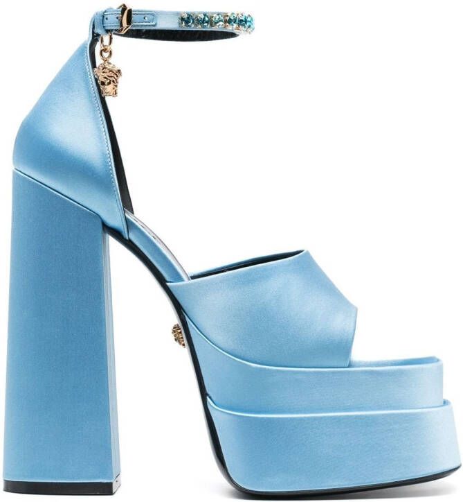 Versace Medusa charm platform sandals Blue
