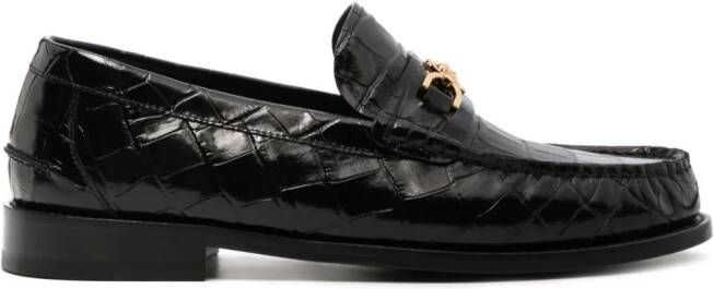 Versace Medusa crocodile-embossed leather loafers Black