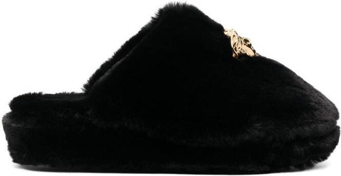 Versace Medusa faux-fur slippers Black
