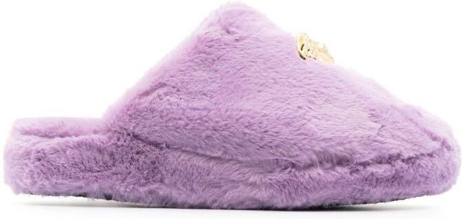 Versace Medusa faux-fur slippers Purple