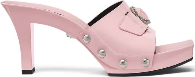Versace 60mm Medusa-buckle patent-leather clogs Pink