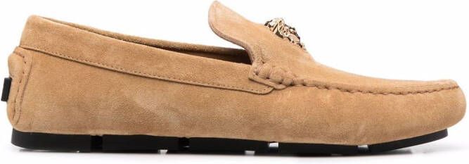 Versace La Medusa suede loafers Neutrals