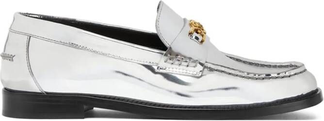 Versace Medusa metallic leather loafers Silver