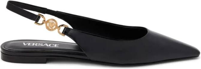 Versace Medusa-plaque slingback ballerina shoes Black