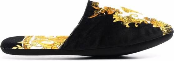 Versace Medusa Renaissance-print slippers Black