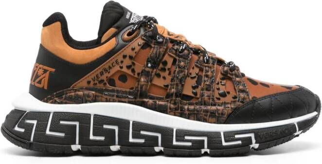 Versace Trigreca Dalmatian-print sneakers Brown