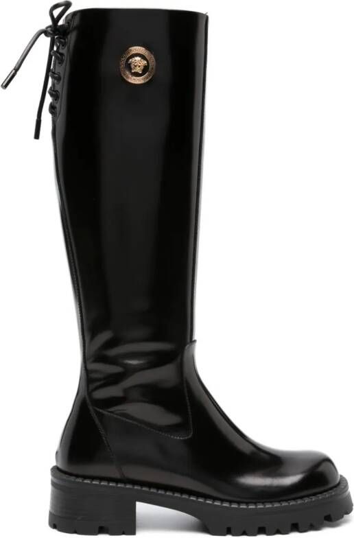 Versace Alia leather knee-high boots Black