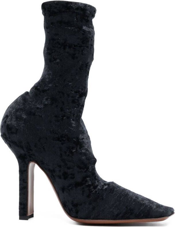 VETEMENTS crushed velvet sock boots Black