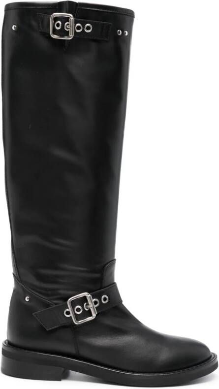 Via Roma 15 leather thigh-high boots Black