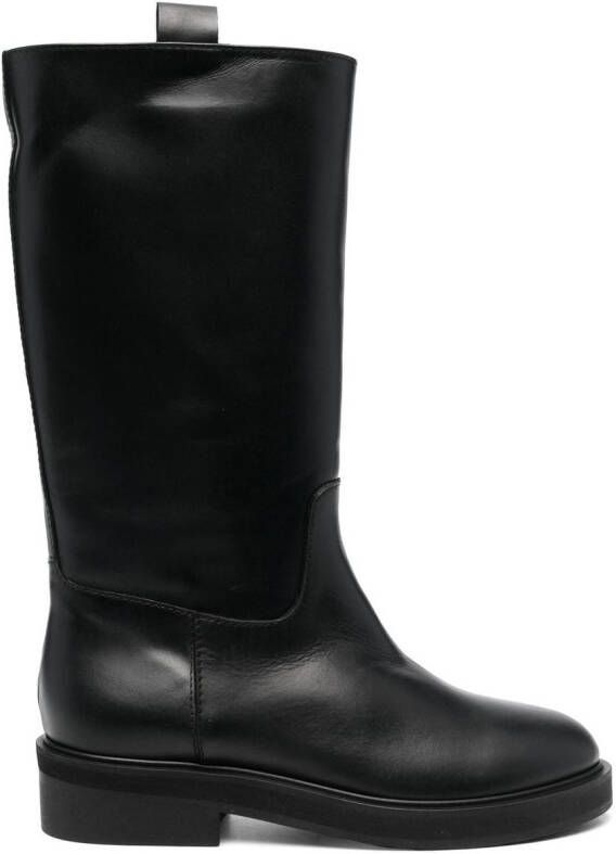 Via Roma 15 polished-leather boots Black