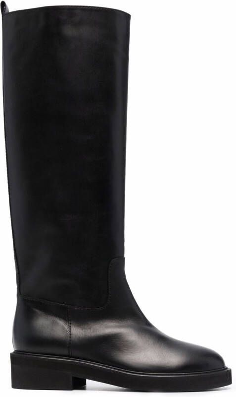 Via Roma 15 round-toe leather boots Black
