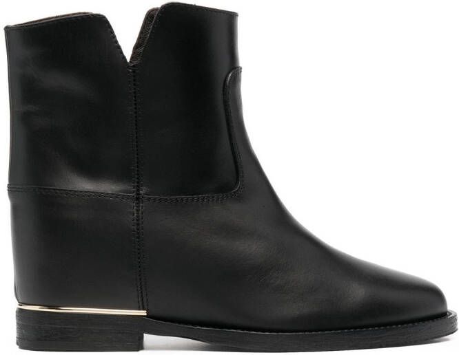 Via Roma 15 side slit-detail ankle boots Black