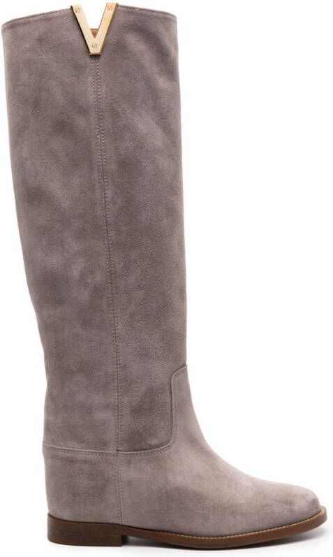 Via Roma 15 Stivale V-plaque suede boots Neutrals
