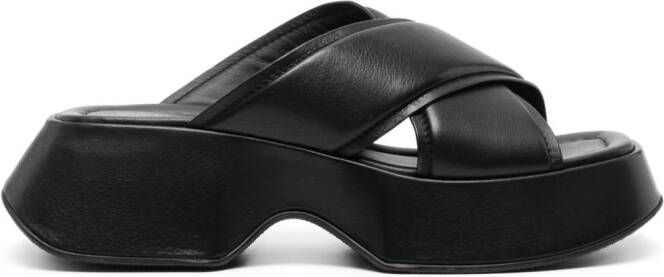 Vic Matie crossover-strap leather slides Black