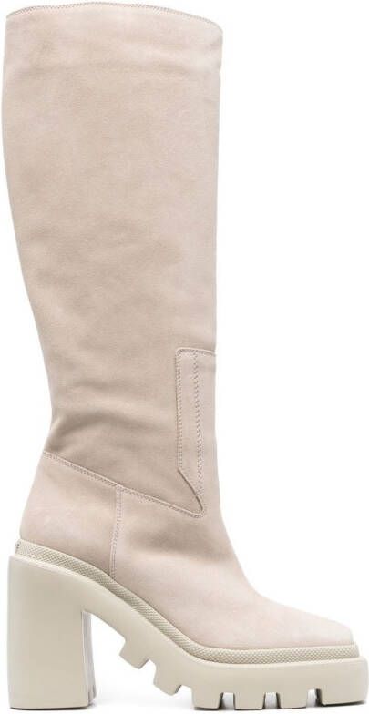 Vic Matie square-toe knee-length boots Neutrals