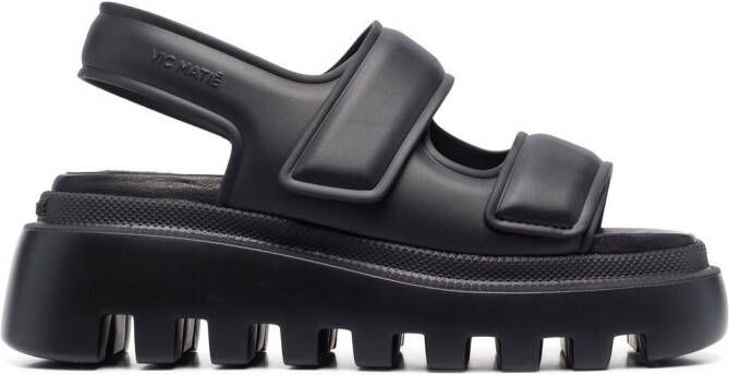 Vic Matie touch-strap leather sandals Black