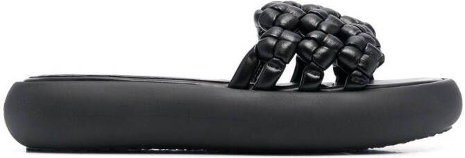 Vic Matie woven leather platform slides Black