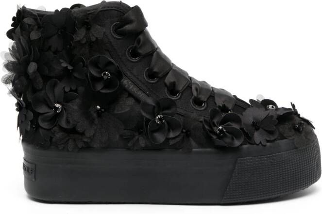 Viktor & Rolf x Superga flower-embellished high-top sneakers Black