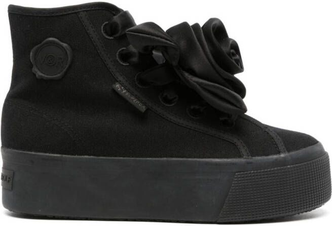 Viktor & Rolf x Superga satin-rose high-top sneakers Black