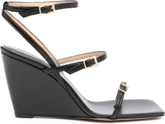 Wandler 95mm wedge leather sandals Black