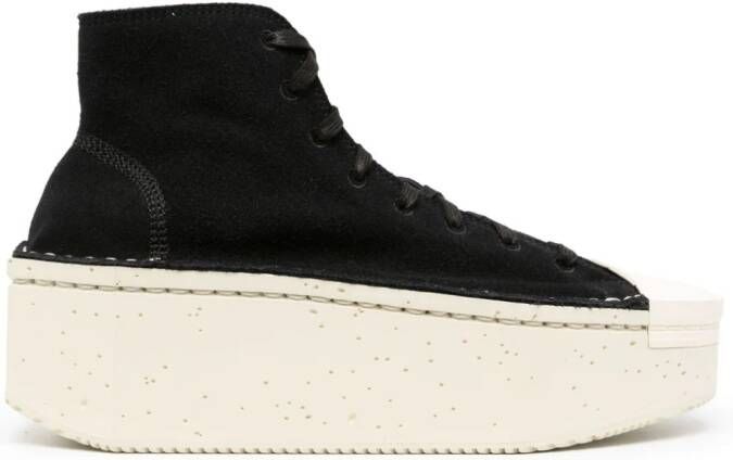 Y-3 lace-up platform sneakers Black