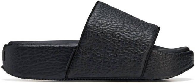 Y-3 pebbled open-toe slides Black