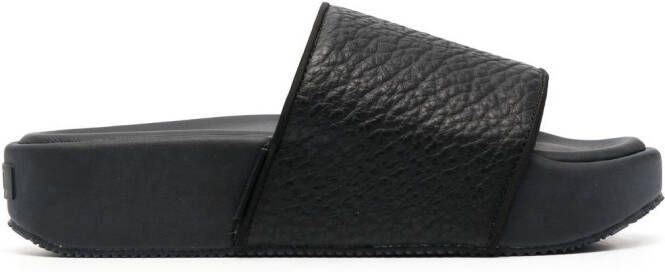 Y-3 pebbled open-toe slides Black