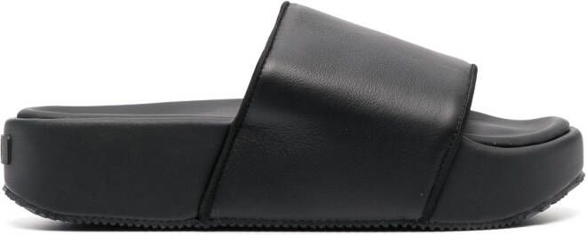 Y-3 plain leather slides Black